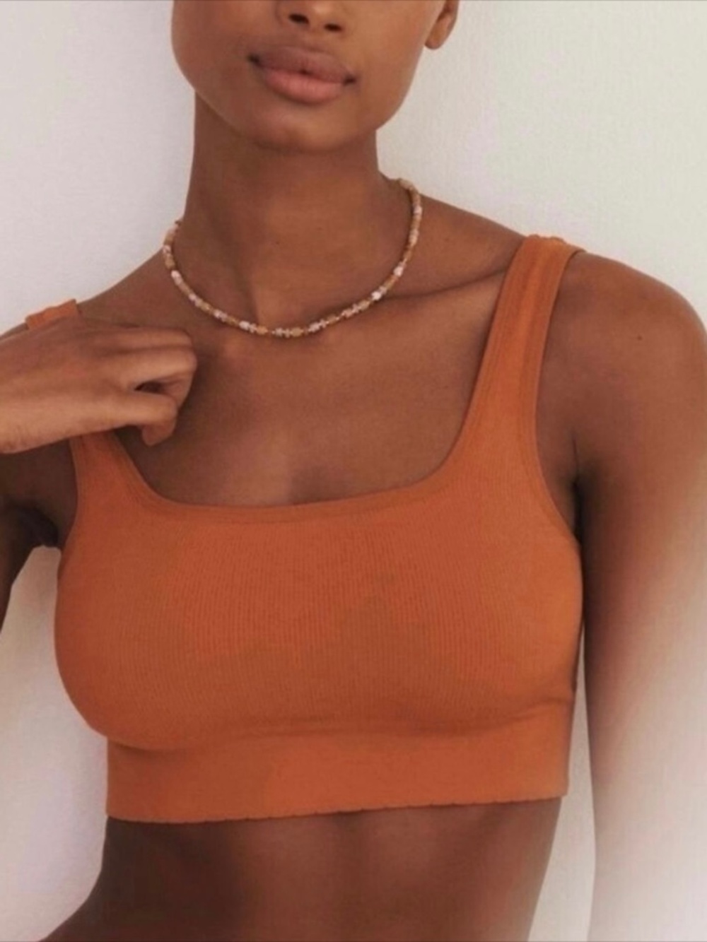 Anthropologie The Hattie Seamless Square-Neck Bralette Burnt Maple XXS/XS NWT
